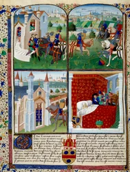 Illustration du roman de Tristan: départ, tournoi et mort