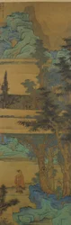 Paysage dans le style bleu et vert