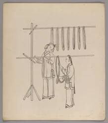 Album de feuilles séparées : Culture et production de la soie