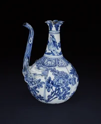 Aiguière kraak bleue et blanche peinte avec des oiseaux et des fleurs, Wanli, 1580-1600 (porcelaine)