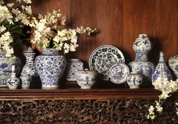Porcelaine bleue et blanche