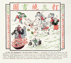 Brûler les livres chrétiens empoisonnés qui méprisent nos traditions, nos ancêtres, la sagesse de nos sages et le Bouddha, 1891