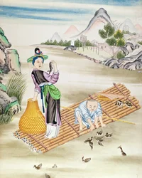 Chinois utilisant des cormorans pour pêcher