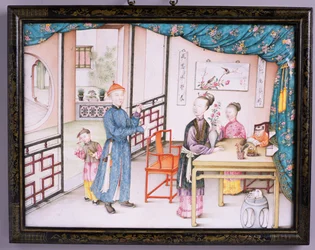 Panneau impérial de Canton, période Qianlong, 1736-95 (repoussé émaillé)