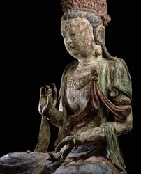 Grand bodhisattva assis avec les mains levées, dynastie Jin (1115-1234) (détail)