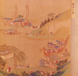 Le deuxième empereur Sui, Yangdi (569-618) avec sa flotte de voiliers, d