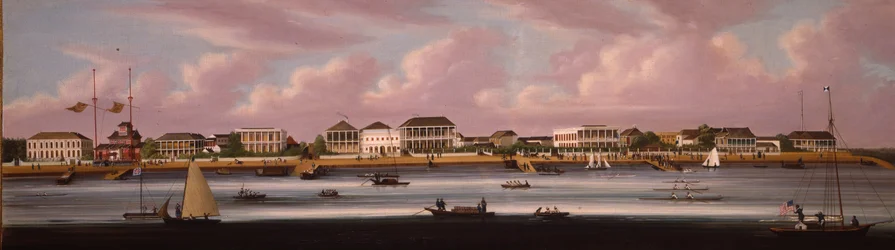 La régate de Shanghai avec vue sur le Bund, vers 1850