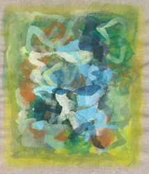 Composition abstraite III, 2023 (technique mixte - encre acrylique, aquarelle et fusain sur lin)
