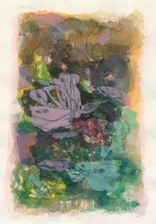 Composition abstraite, Série organique/végétale, 2021 (aquarelle, gouache et fusain sur papier aquarelle)