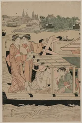 Partie de bateau sur la rivière Sumida, fin des années 1780
