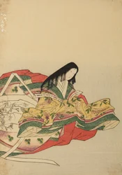 Dame de cour assise, tournée vers la droite, planche de l