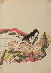 Dame de cour assise, tournée vers la droite, planche de l