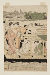 Bateaux de plaisance sur la rivière Sumida sous le pont Shin-Ōhashi