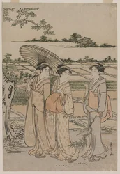 Trois femmes se promenant à la campagne, milieu des années 1780