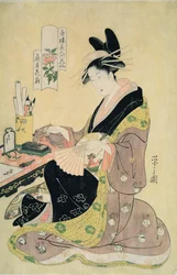 Femme peignant à son bureau