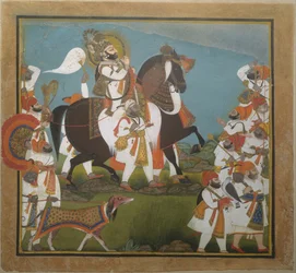Maharana Bhim Singh et sa suite embarquent pour une chasse