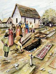 Enterrement viking dans un cimetière, York, Yorkshire, 10ème siècle, vers 2000