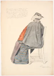 Femme assise vue de dos