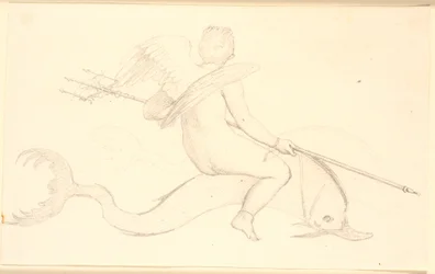 Amour chevauchant un dauphin. Motif pompéien