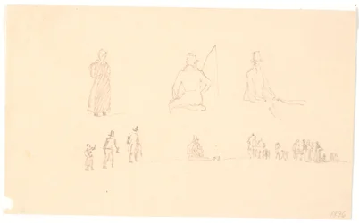 Deux rangées de croquis de figures