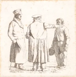 Trois figures de portrait, maître boulanger Købke, Major Krohn et sergent d