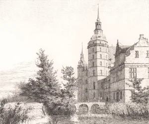 Château de Frederiksborg. Vue près du pont de la Monnaie