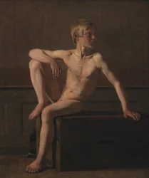 Figure nue. Garçon assis