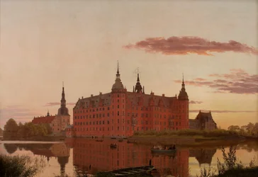 Palais de Frederiksborg vu de Jægerbakken, Soir