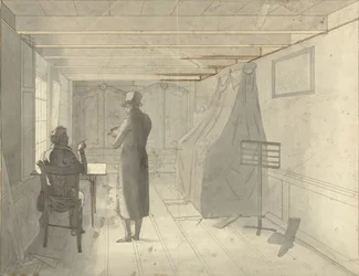 Intérieur avec deux hommes dont un dessinateur