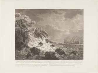 Vue de la rupture de la digue et de l