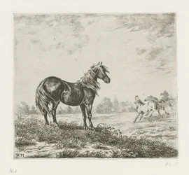 Paysage avec trois chevaux