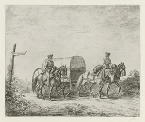 Deux soldats à cheval en route