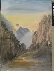Soleil rose (or) Montagnes jaunes, 2015 (aquarelle sur papier)