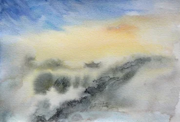 Temple dans les nuages, 2015 (aquarelle sur papier)