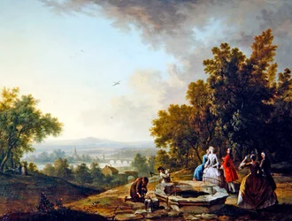 Paysage avec figures élégantes