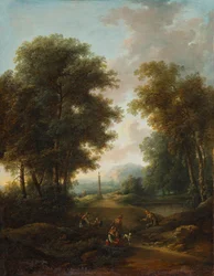 Paysage forestier avec oratoire