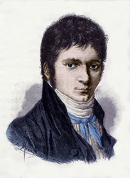 Ludwig van Beethoven (1770-1827), musicien allemand, en 1802. Gravure par Morel d