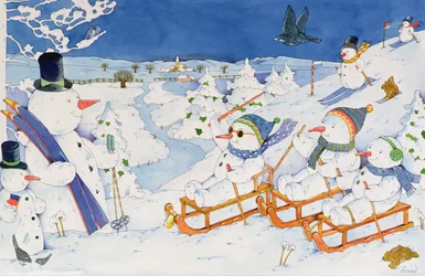 Bonshommes de neige en luge