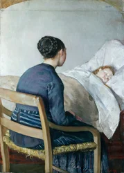 Mère au chevet de son enfant malade