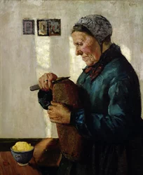 Femme coupant du pain