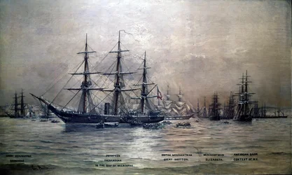 Croiseur des États confédérés Shenandoah dans le port de Melbourne, Australie, 1865, c.1865