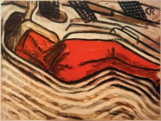 Femme endormie en rouge (Nu féminin allongé, endormi)
