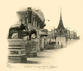 Entrée du palais royal à Bangkok, Siam, 1898