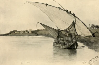 Felucca sur le Nil à Kom Ombo, Égypte, 1898