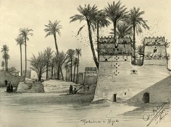 Maisons à Nagada, Égypte, 1898