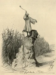 Homme effrayant les oiseaux, Thèbes, Égypte, 1898