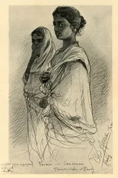 Rosama et Sandenam, filles tamoules, Kandy, Ceylan, 1898