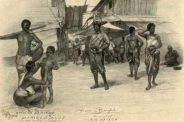 Scène de rue, Bangkok, Siam