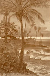 La plage de Waikiki, Hawaï, 1898