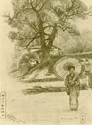 Femme avec parasol, Nagasaki, Japon, 1898